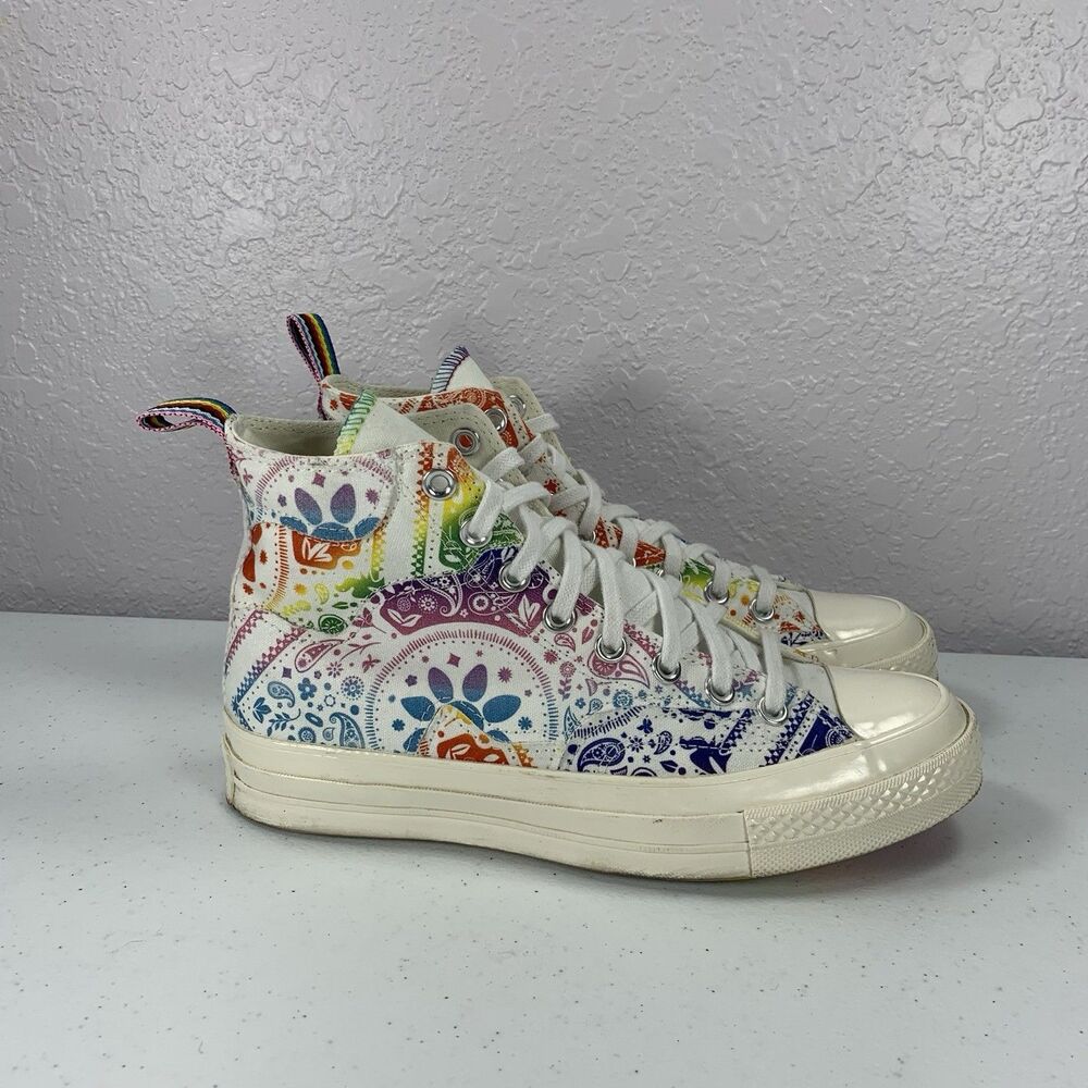 Converse Chuck 70 High Pride Sneakers Womens 8.5 Paisley Rainbow Family Unity